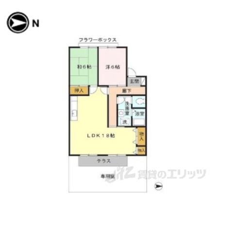 リバーシャトルABC(2LDK/1階)の間取り写真