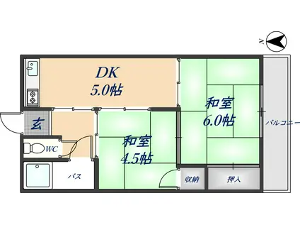 菊池マンション(2DK/2階)の間取り写真