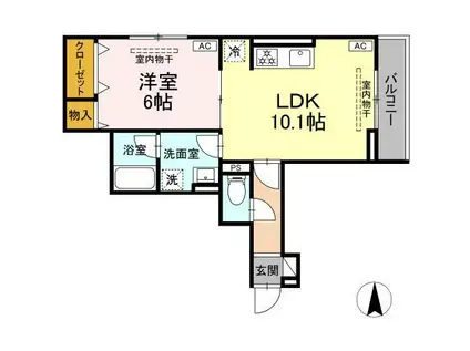 パラディーゾ湘南(1LDK/2階)の間取り写真