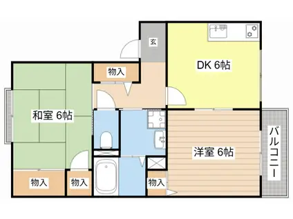 レーク・スリーゼB(2DK/2階)の間取り写真