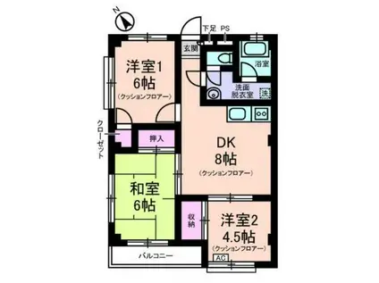 クローバーハイツ(3DK/2階)の間取り写真