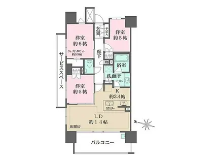 ザ・パークハウスつつじヶ丘(3LDK/9階)の間取り写真