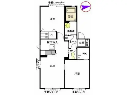 美穂の里 参番館(2LDK/1階)の間取り写真