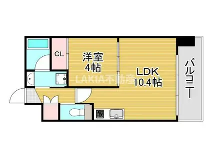 プレジオ都島北通(1LDK/6階)の間取り写真