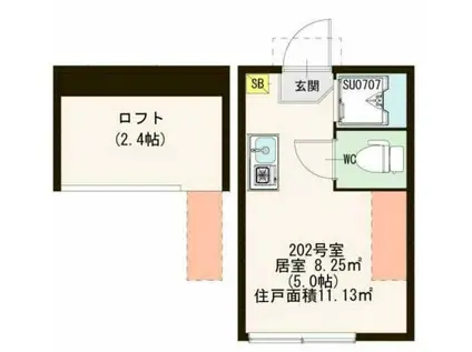 ハーモニーテラス方南II(ワンルーム/2階)の間取り写真