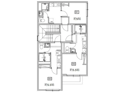 OPEN RISE尾久銀座I(1K/3階)の間取り写真