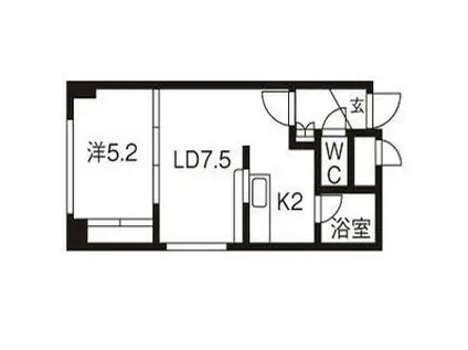 サザンライズ北大(1LDK/4階)の間取り写真