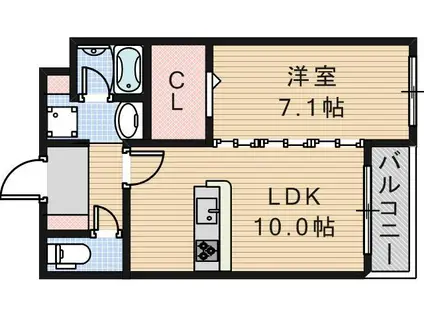 アメニティ西田辺(1LDK/3階)の間取り写真