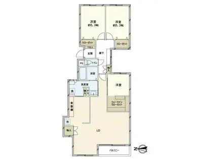 エメラルドグリーンヒルズI(3LDK/4階)の間取り写真