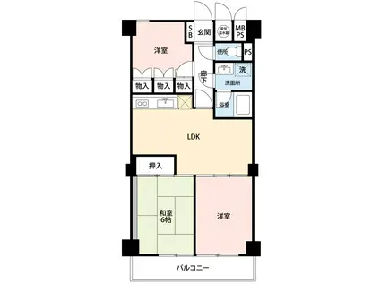 ライオンズマンション浮間(3LDK/2階)の間取り写真