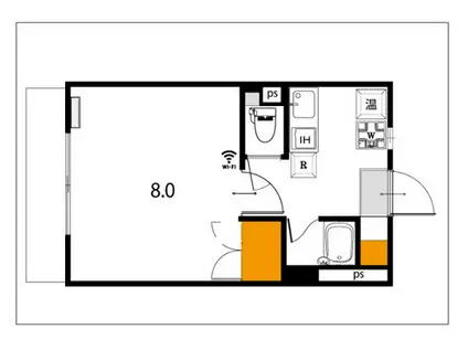 イースト207(1K/1階)の間取り写真