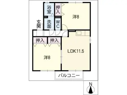カトル・セゾン(2LDK/2階)の間取り写真