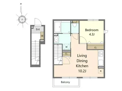 GRACE(1LDK/2階)の間取り写真