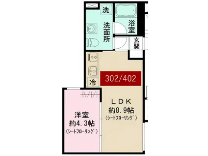 CASA PIAZZA 目黒大岡山(1LDK/4階)の間取り写真