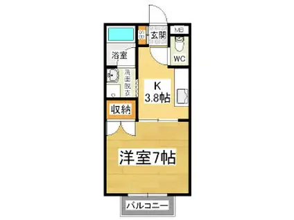 メゾニティ牧野B(1K/2階)の間取り写真