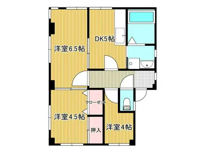鳩宿マンション(3DK/3階)の間取り写真