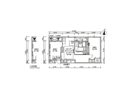東雲キャナルコートCODAN(2DK/11階)の間取り写真