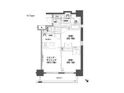 パークハビオ人形町(2LDK/10階)の間取り写真