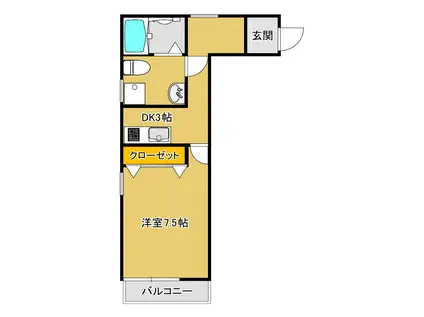 ラ・コート二子(1K/1階)の間取り写真