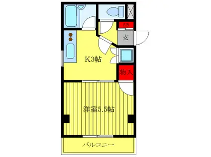GS・ローズガーデン(1K/2階)の間取り写真