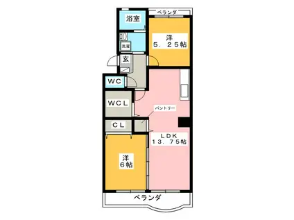 ウィンディ湘南(2LDK/2階)の間取り写真