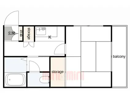 ハイツ宗田(1K/1階)の間取り写真