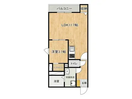 FUKUREA(1LDK/3階)の間取り写真