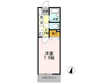 シャトル松原(1K/2階)の間取り写真