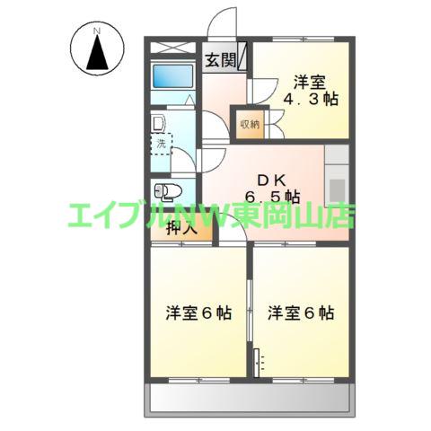 ヴィンテージ・プレイス(3DK/2階)の間取り写真