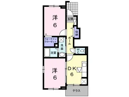 カーサ・ドマーニA(2DK/1階)の間取り写真