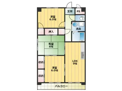 ノーブル川内(3LDK/1階)の間取り写真