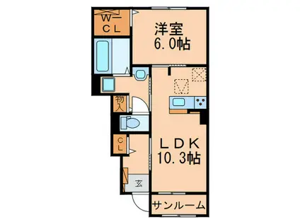 H.STYLE III(1LDK/1階)の間取り写真