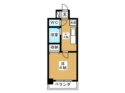 モンフェリーチェ(1K/4階)の間取り写真