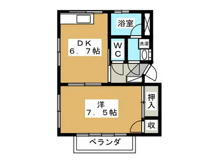 パル東和(1DK/2階)の間取り写真