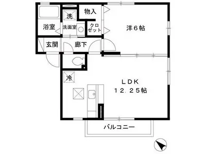 レイネ二宮(1LDK/1階)の間取り写真