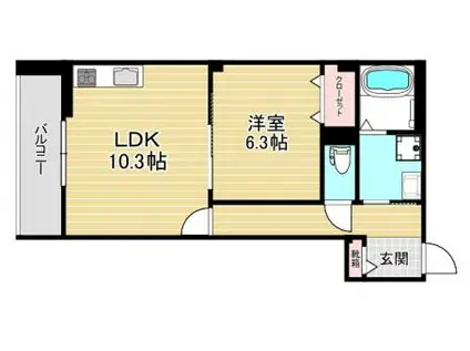 ストック羽沢(1LDK/1階)の間取り写真