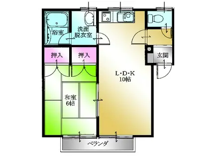ルクソールB(1LDK/2階)の間取り写真