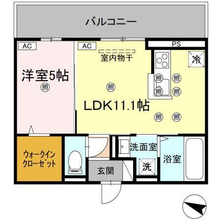 フィオーレガーデン北田宮 C(1LDK/3階)の間取り写真