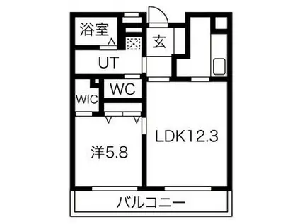 向陽町レジデンス(1LDK/5階)の間取り写真