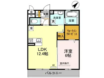 シャバーニ(1LDK/3階)の間取り写真