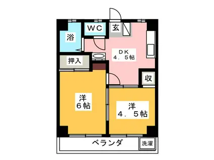 コーポタカギ(2K/2階)の間取り写真