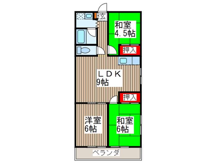 田中グリーンマンション(3LDK/1階)の間取り写真