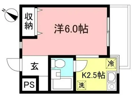 グランドハイツ山喜(1K/2階)の間取り写真