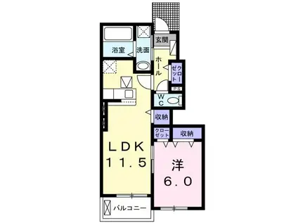 アルモニーB(1LDK/1階)の間取り写真