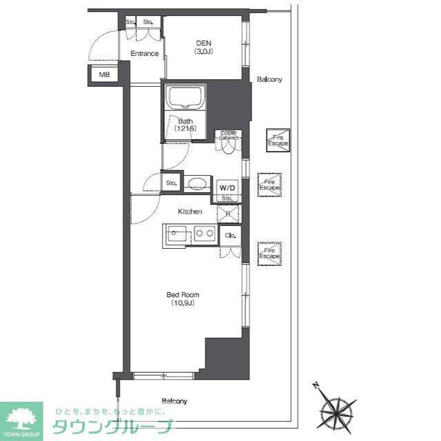 東京ポートシティ竹芝 レジデンスタワー(1SK/2階)の間取り写真