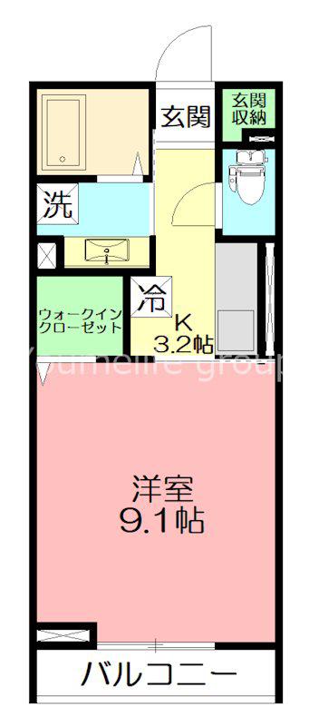 ルミエール本厚木(1K/1階)の間取り写真