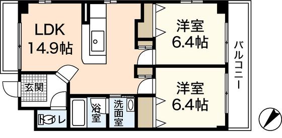 コーポM(2LDK/4階)の間取り写真