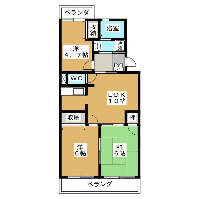 サウスワード壱番館(3LDK/2階)の間取り写真
