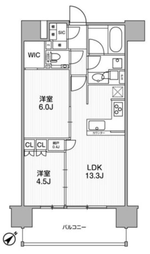 ディームス渋谷本町(2LDK/2階)の間取り写真