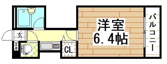 ビラ菱屋西(1K/2階)の間取り写真